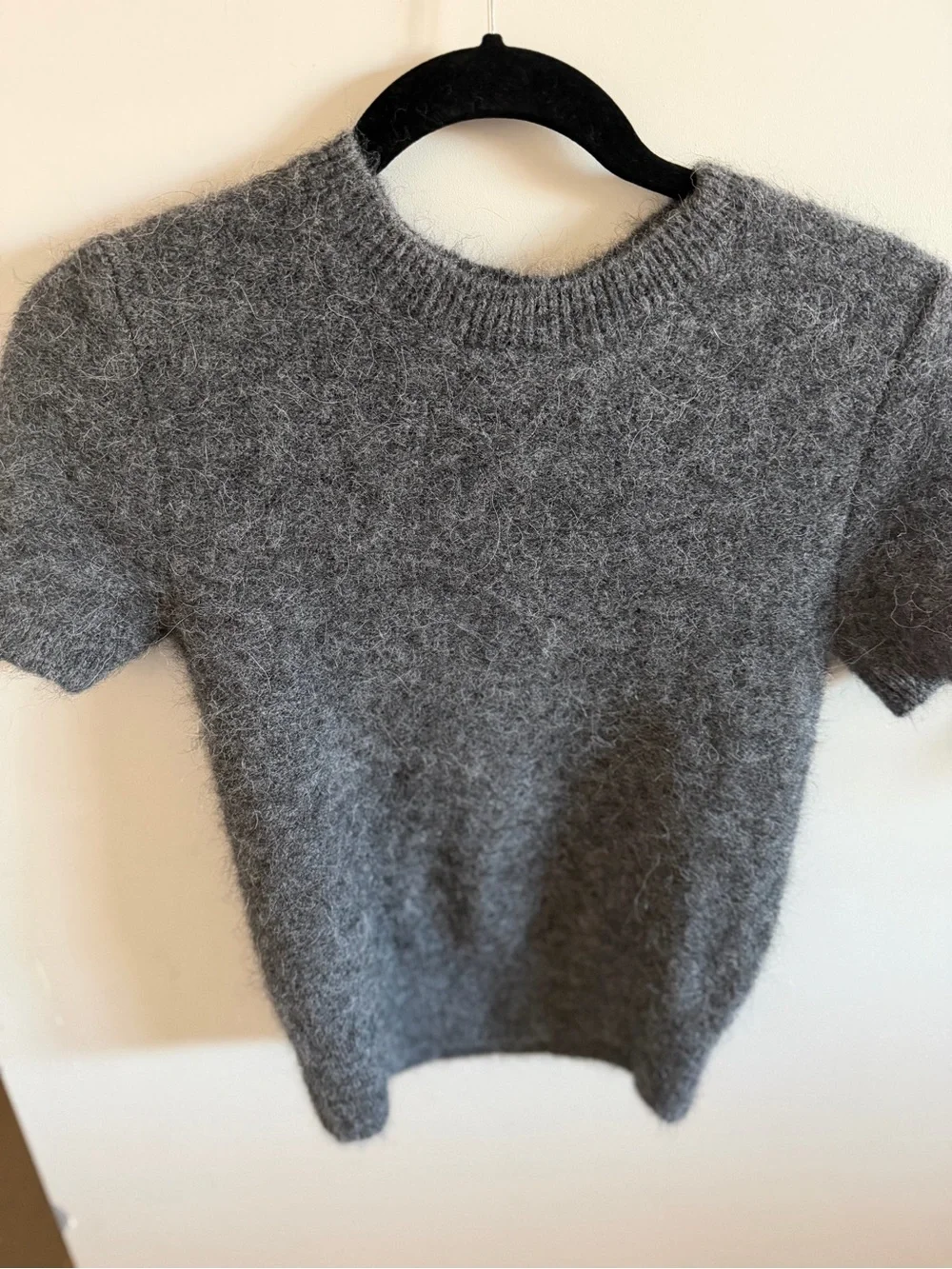Gianni Bini Alpaca Short-Sleeve Crewneck Sweater in Charcoal - Picture 4 of 8